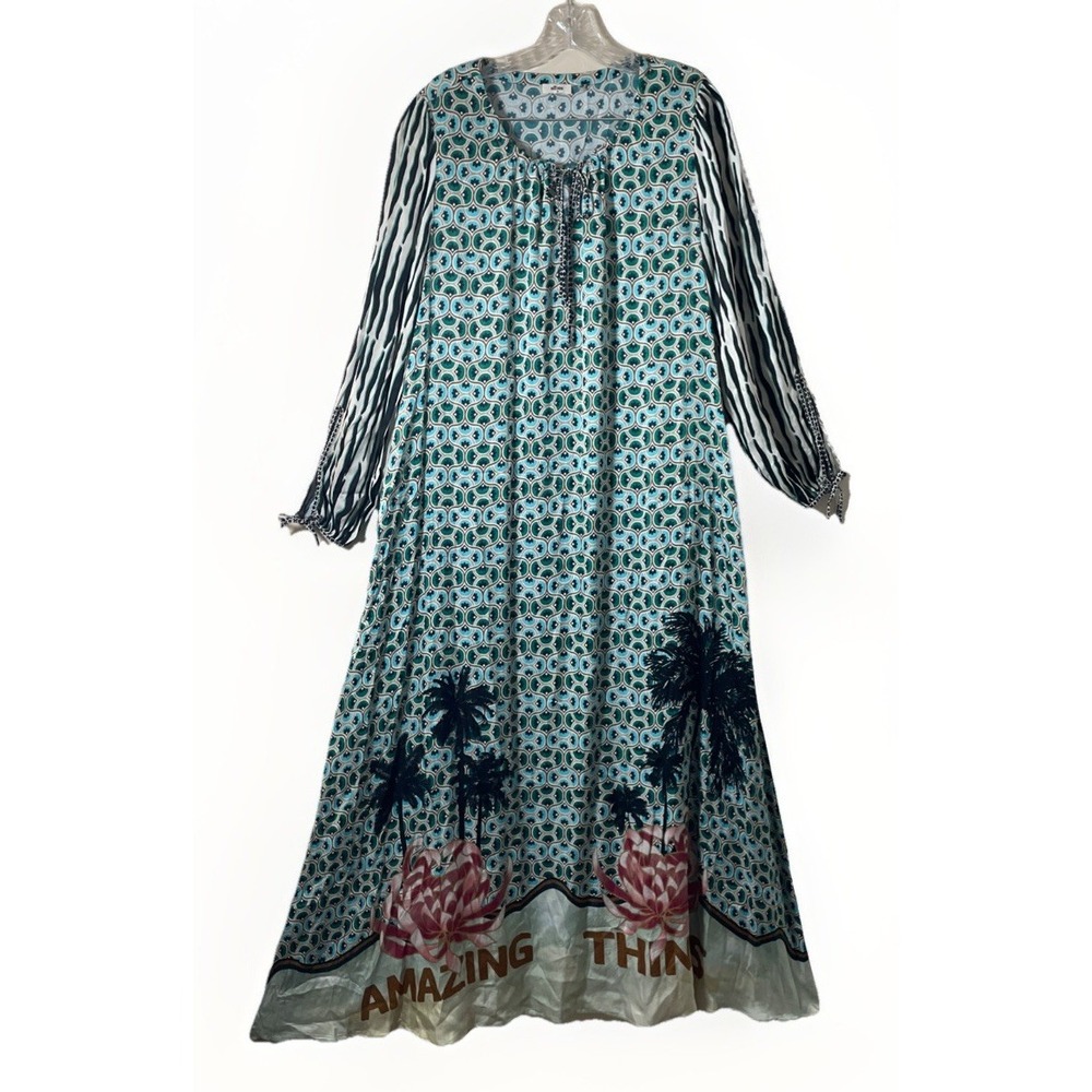 Me369 Polette Tropical Safari Printed Maxi Dress Women's Size Medium